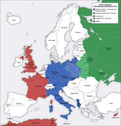 Image with GNU license: „Zweiter Weltkrieg Europa 1939, Karte de“